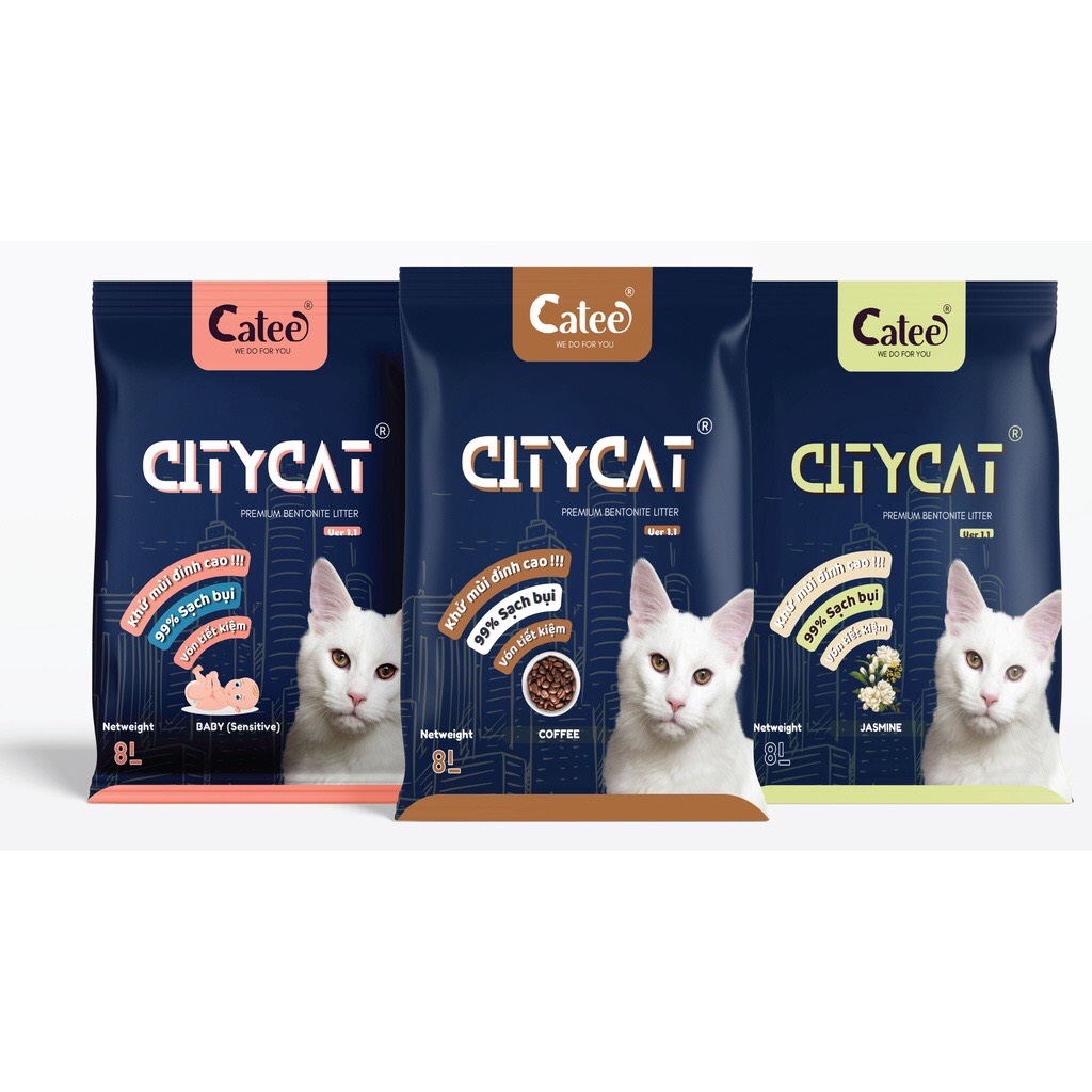 Cát Cho Mèo City Cat 8L (4KG) Đủ Mùi, Siêu Thơm, Siêu Vón Cục