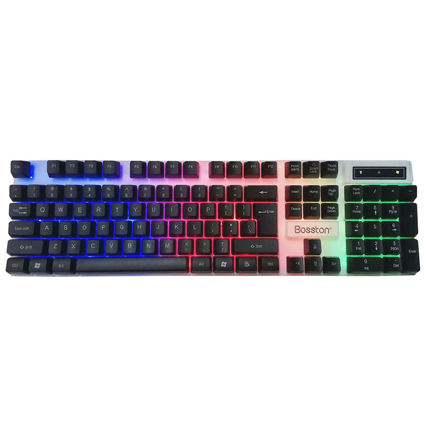 Bàn phím Keyboard Bosston 808 giả cơ LED có dây cổng USB - Hàng Chính hãng