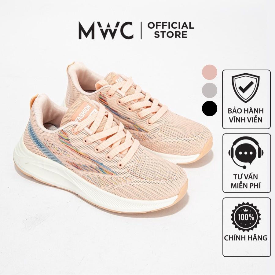 Giày MWC 0718 - Giày Thể Thao Nữ, Giày Sneaker Vải Dệt Màu Đen Hồng Xám