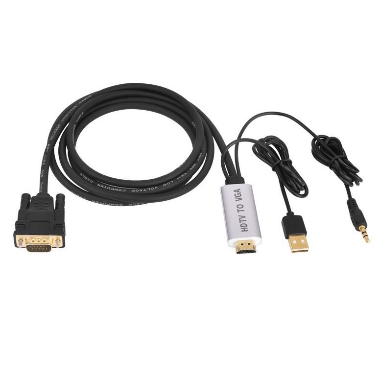 Cáp chuyển đổi HDMI to VGA 1.8m có rắc âm thanh 3.5mm