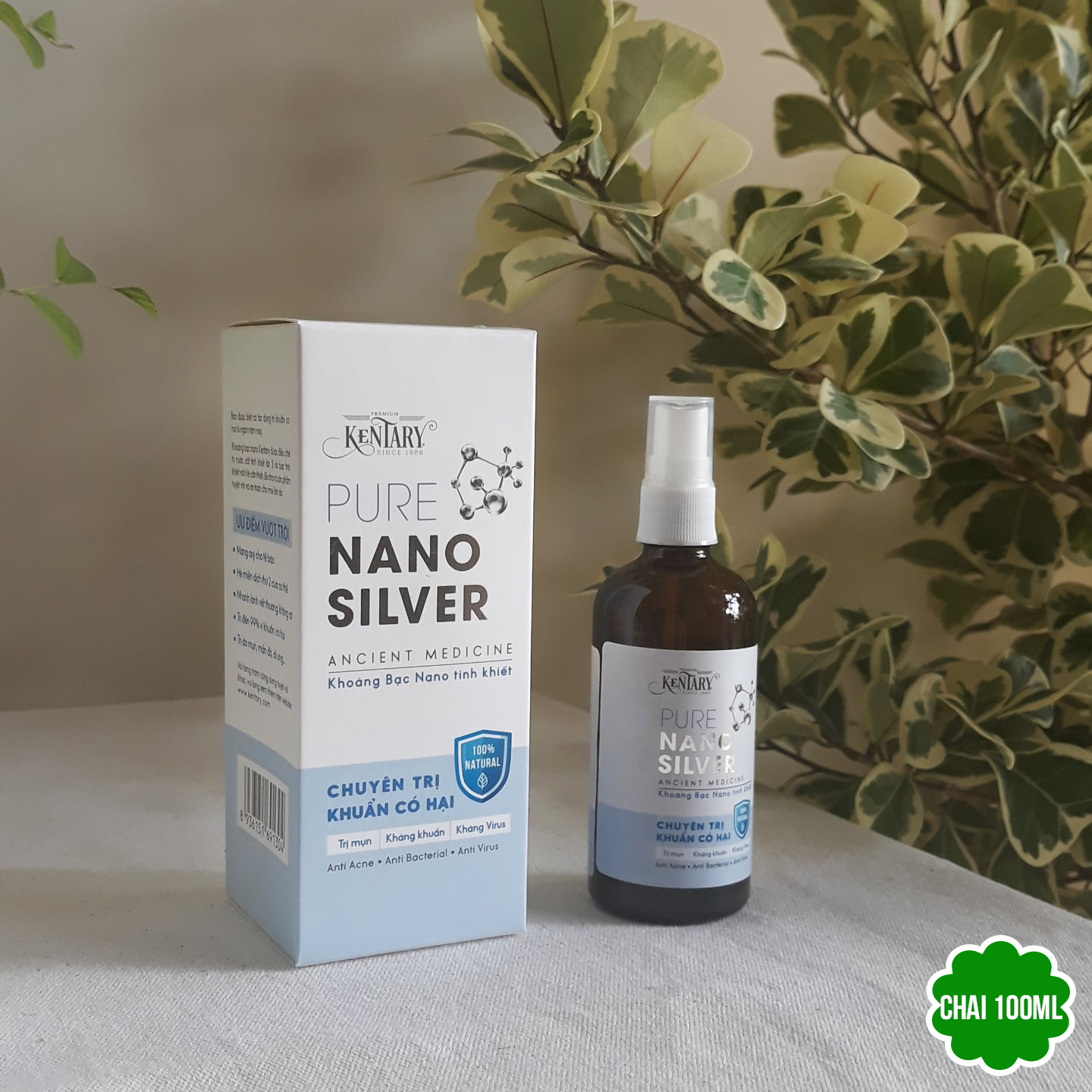 Khoáng bạc tinh khiết nano 10ppm Kentary chai 100ml