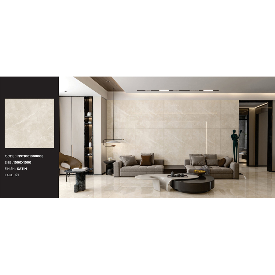 Gạch lát nền granite LUSTRA INSPA1001000008 màu be, vân đá tự nhiên màu trắng, bề mặt satin, kích thước  1000mmx1000mm, thùng 2 viên - Hàng chính hãng