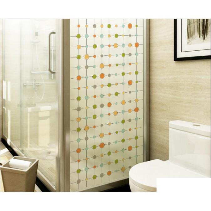 Decal dán kính cao cấp - họa tiết Vòng tròn nhỏ lớn nối nhau nhiều màu