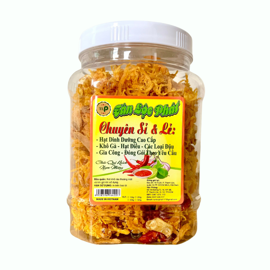 KHÔ GÀ BƠ TỎI TÂN LỘC PHÁT COMBO 1KG - MỖI HŨ 500G