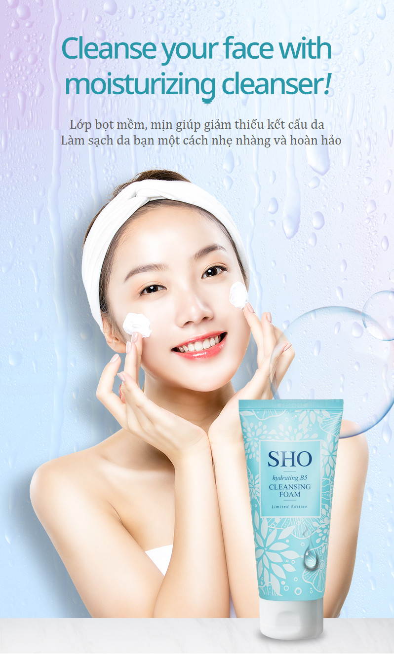 Sữa rửa mặt cấp ẩm dịu da SHO Hydrating B5 Cleansing Foam 120ml