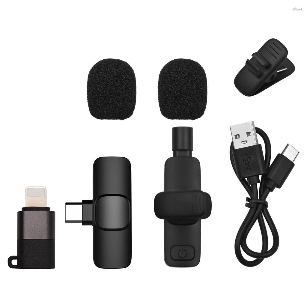 Hệ thống thu âm micro không dây mini dạng kẹp cổng Type-C cho điện thoại Android iOS