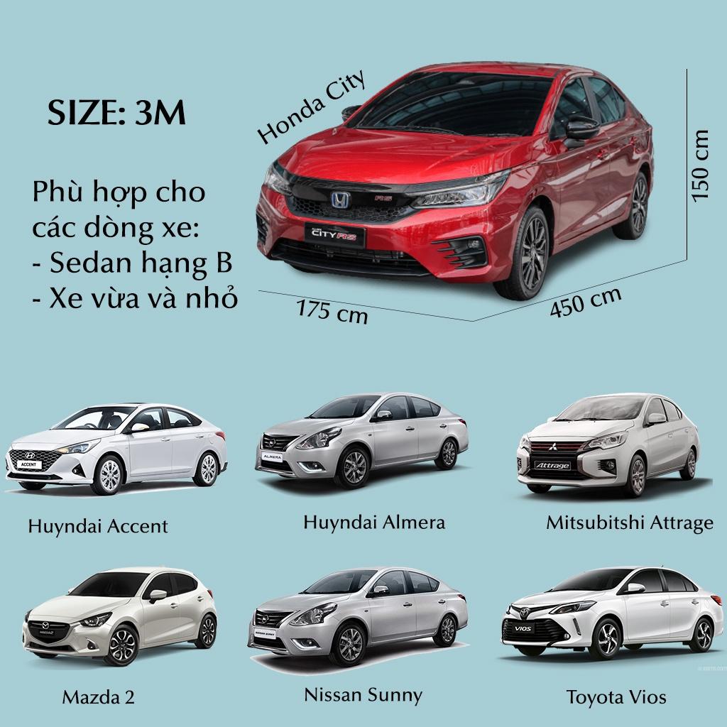 Bạt phủ ô tô xe hơi vải dù cao cấp phủ nguyên xe chống xước, chống nắng, chống cháy, có phản quang cho xe 4 đến 7 chỗ