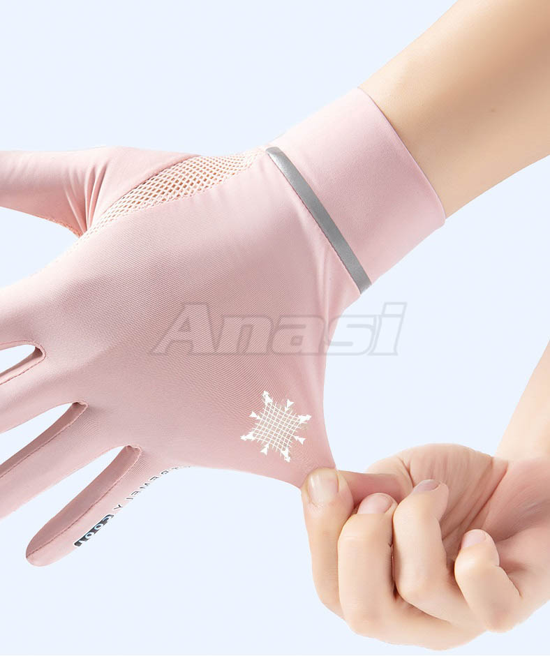 Găng tay chống nắng nữ lụa băng cắt ngón chống trượt Anasi ETM88