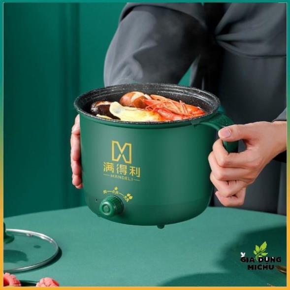 Nồi Lẩu Điện Đa Năng 2 Nấc Nhiệt Kèm Giá Hấp Có Tay Cầm Tiện Dụng 18cm - Nồi Lẩu Hấp Mini 2 Tầng Cao Cấp.