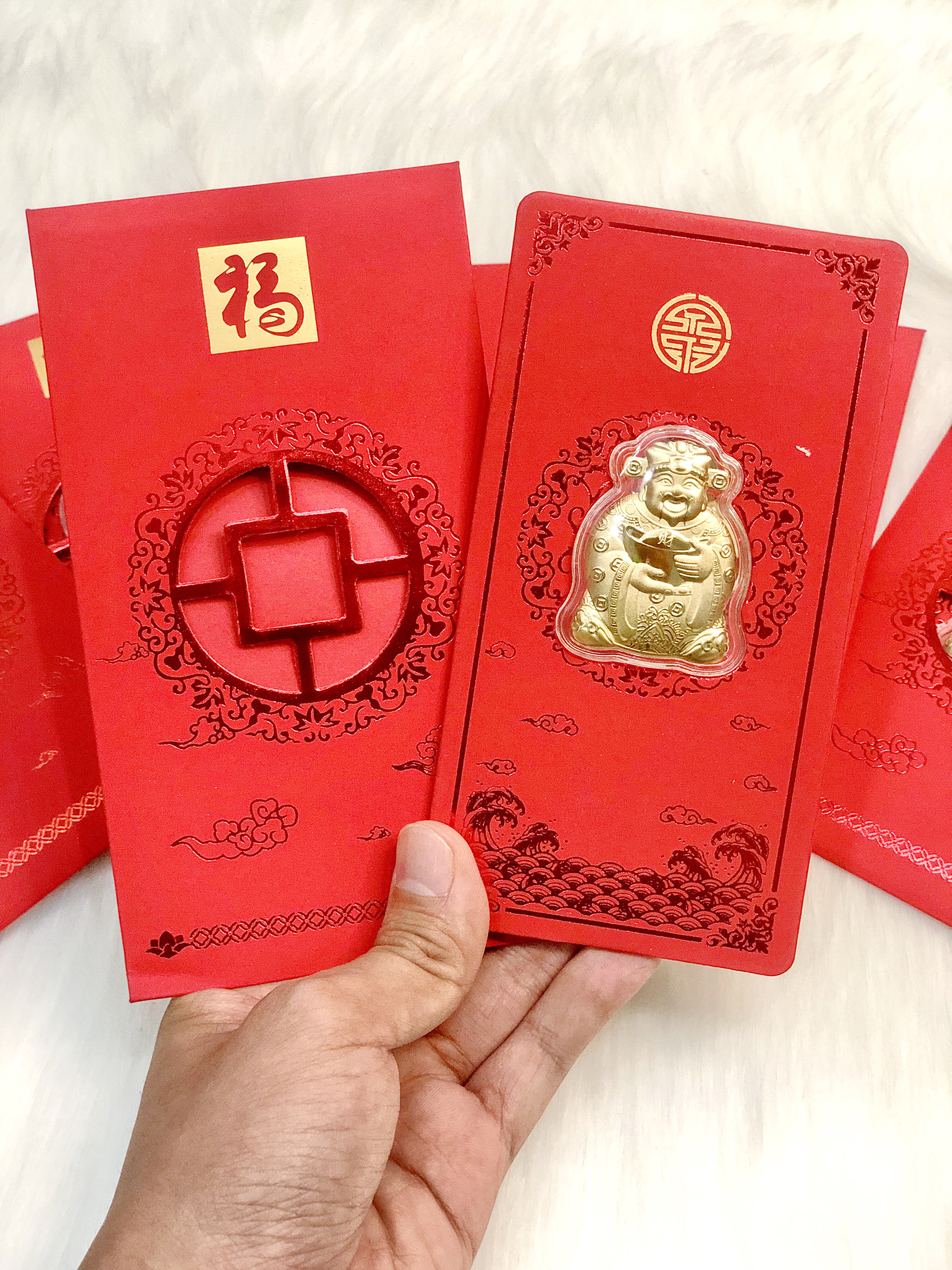Bao lì xì Vàng Thần Tài 24k chiêu tài tấn lộc cúng Vía Thần Tài Mùng 10