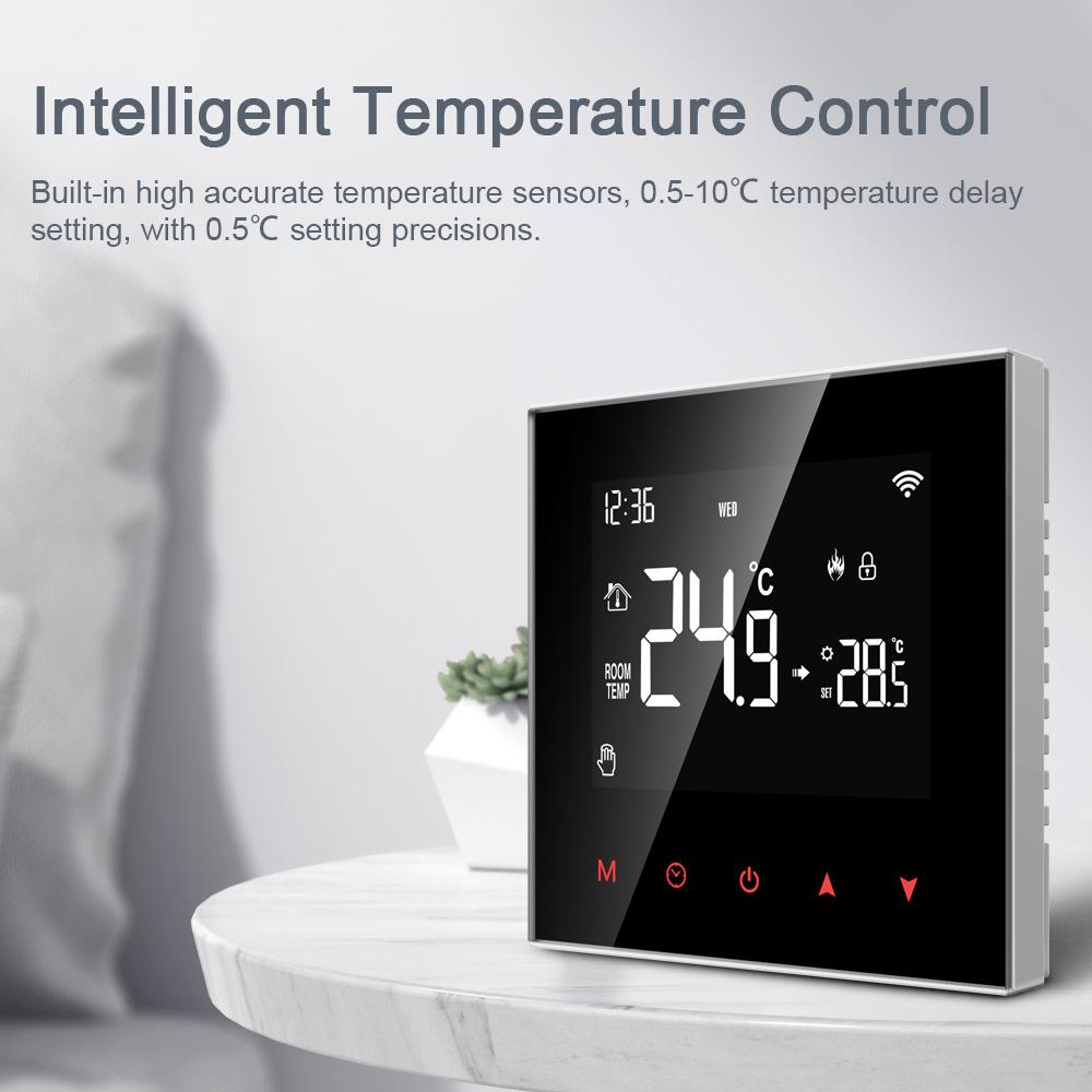 Tuya WIFI Temperature Controller Weekly Programmable Temperature Timing Setting Mobilephone Tuya SmartLife APP Remotely Control Compatible with Yandex Alice Amazon Alexa and Google Home for Voice Control