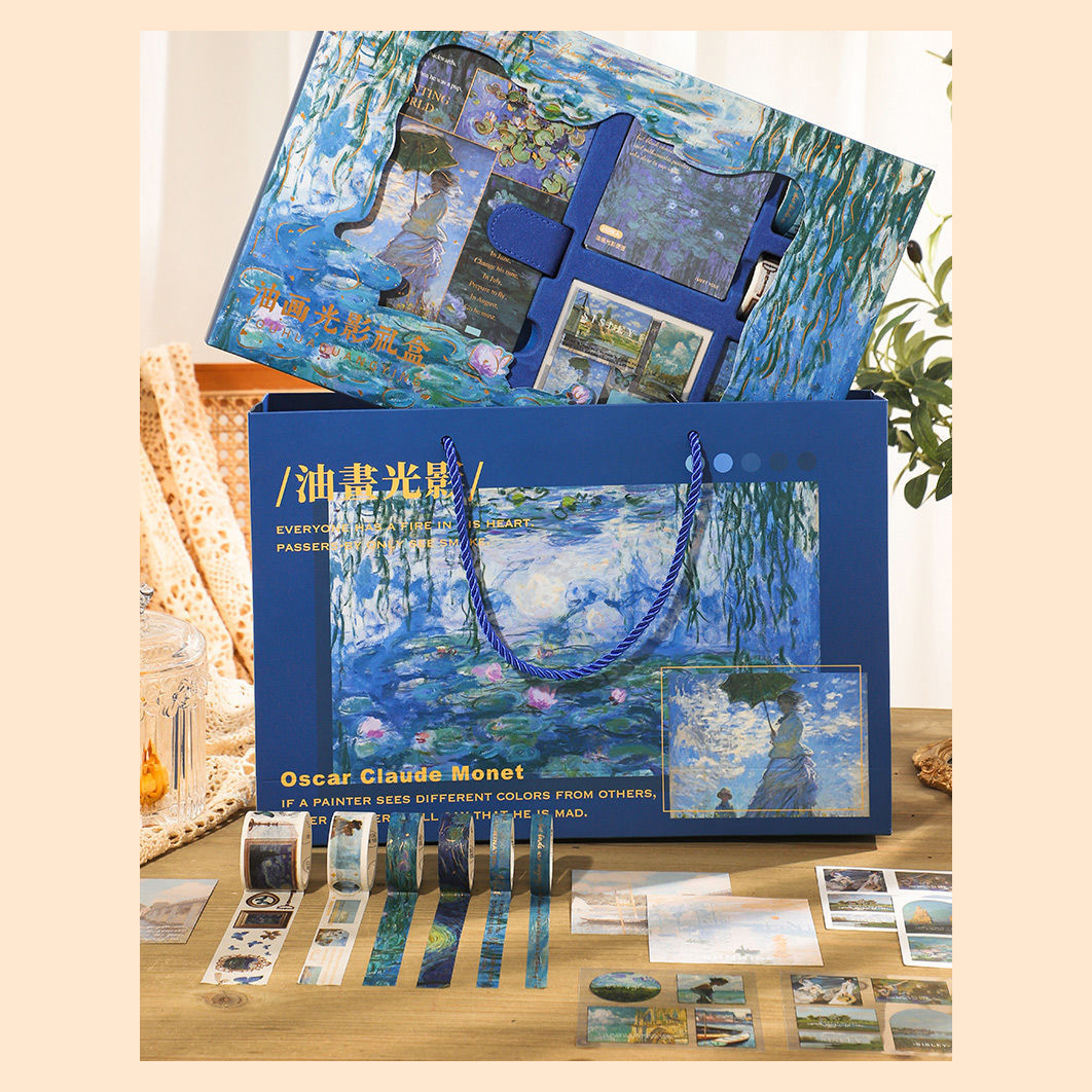 Sổ tay bìa cứng - bộ quà tặng phong cách cổ điển, vintage chủ đề hội họa châu âu - claude monet - vincent van gogh