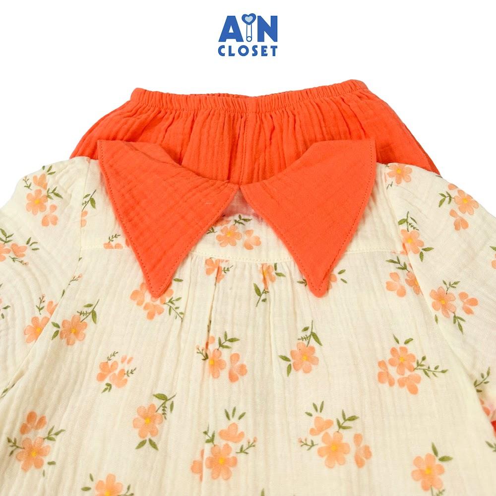 Bộ quần áo Dài tay ngắn bé gái họa tiết Cúc Baby Cam xô muslin - AICDBGD4DEVS - AIN Closet