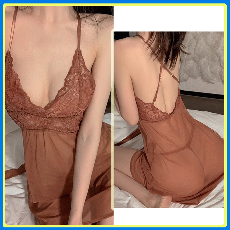 Váy ngủ 2 dây chéo lưng xuyên thấu sexy cao cấp P26 - Đầm ngủ nữ gợi cảm - Đồ ngủ nữ
