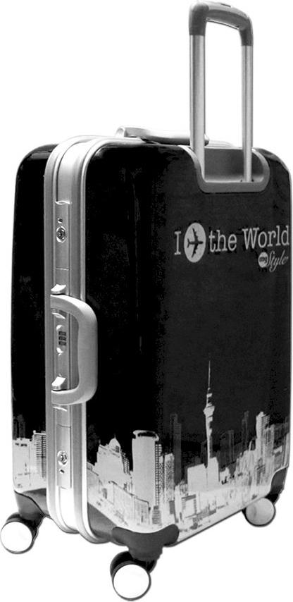 Vali nhựa khung nhôm khóa sập in hình I Fly The World TT005