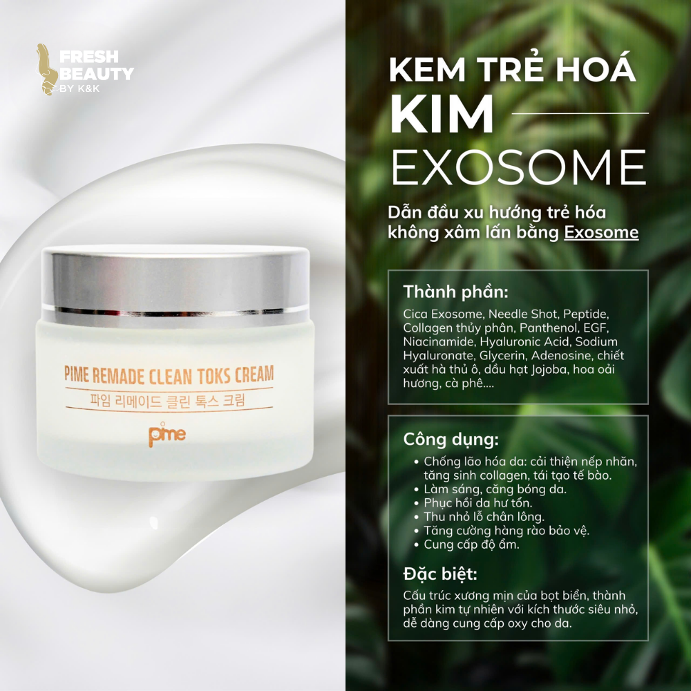Kem trẻ hóa da Pime Remade Clean Toks Cream, hỗ trợ ngăn lão hóa, phục hồi da, tăng sinh collagen, làm sáng da 50g