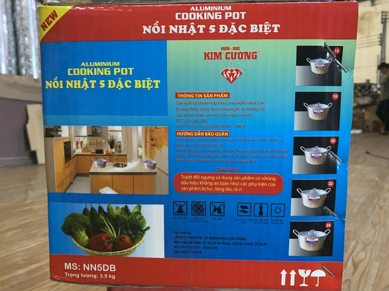 Bộ nồi Kim Cương ( ĐB ), (16, 18, 20, 22, 24cm) NN5DB,  bộ nồi gồm 5 cái size 16cm, 18cm, 20cm, 22cm, 24cm