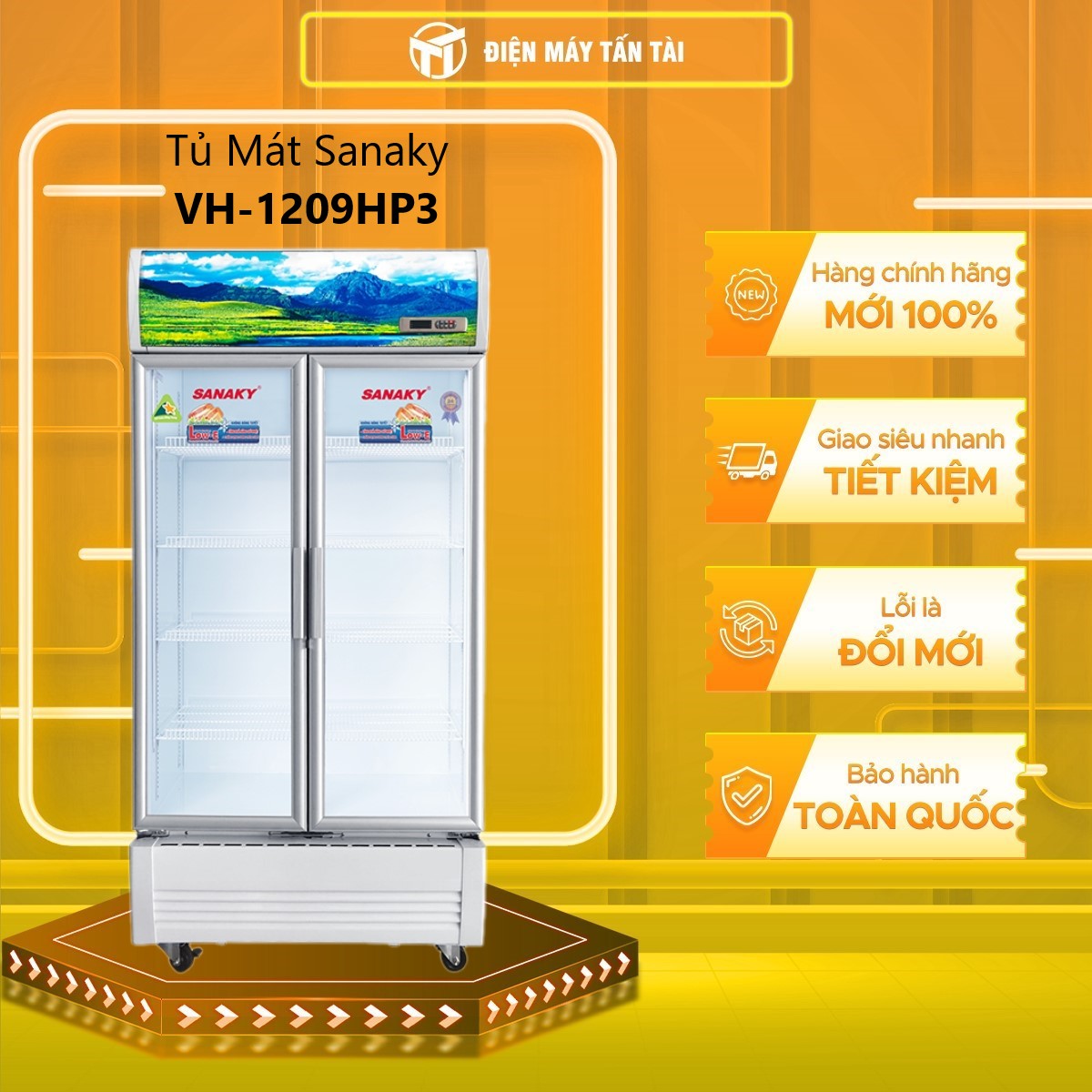 Tủ mát Sanaky Inverter 1000 lít 2 cửa mở VH-1209HP3 - HÀNG CHÍNH HÃNG - CHỈ GIAO HCM