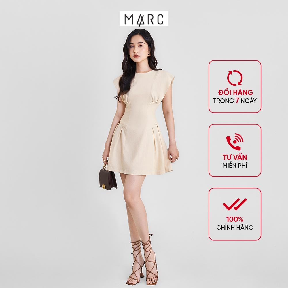 Đầm nữ MARC FASHION mini linen ôm eo nhún ngực tùng xếp ly