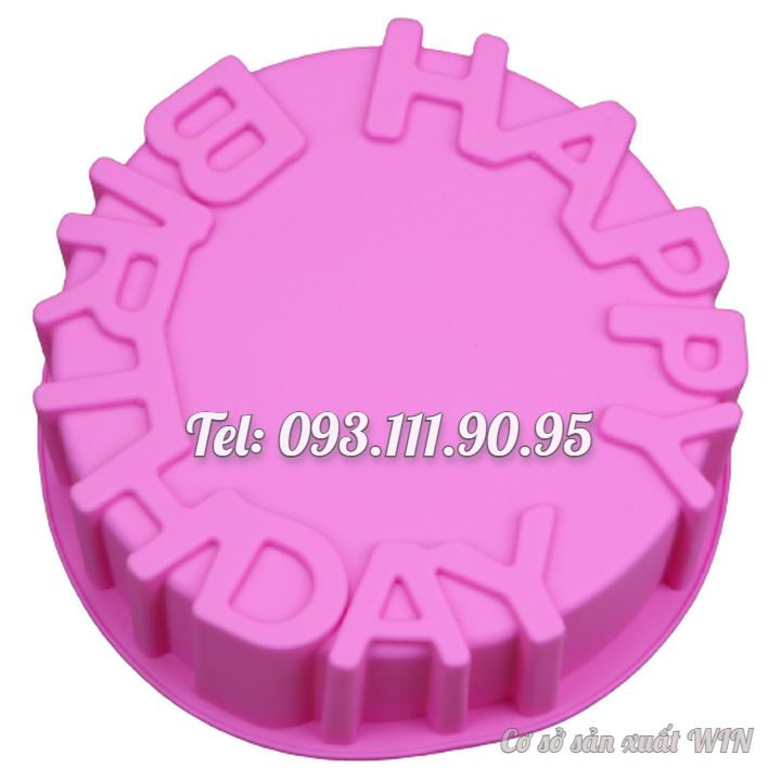 Khuôn silicon làm bánh, rau câu sinh nhật Happy Birthday - Loại 20 cm - Mã số 1034