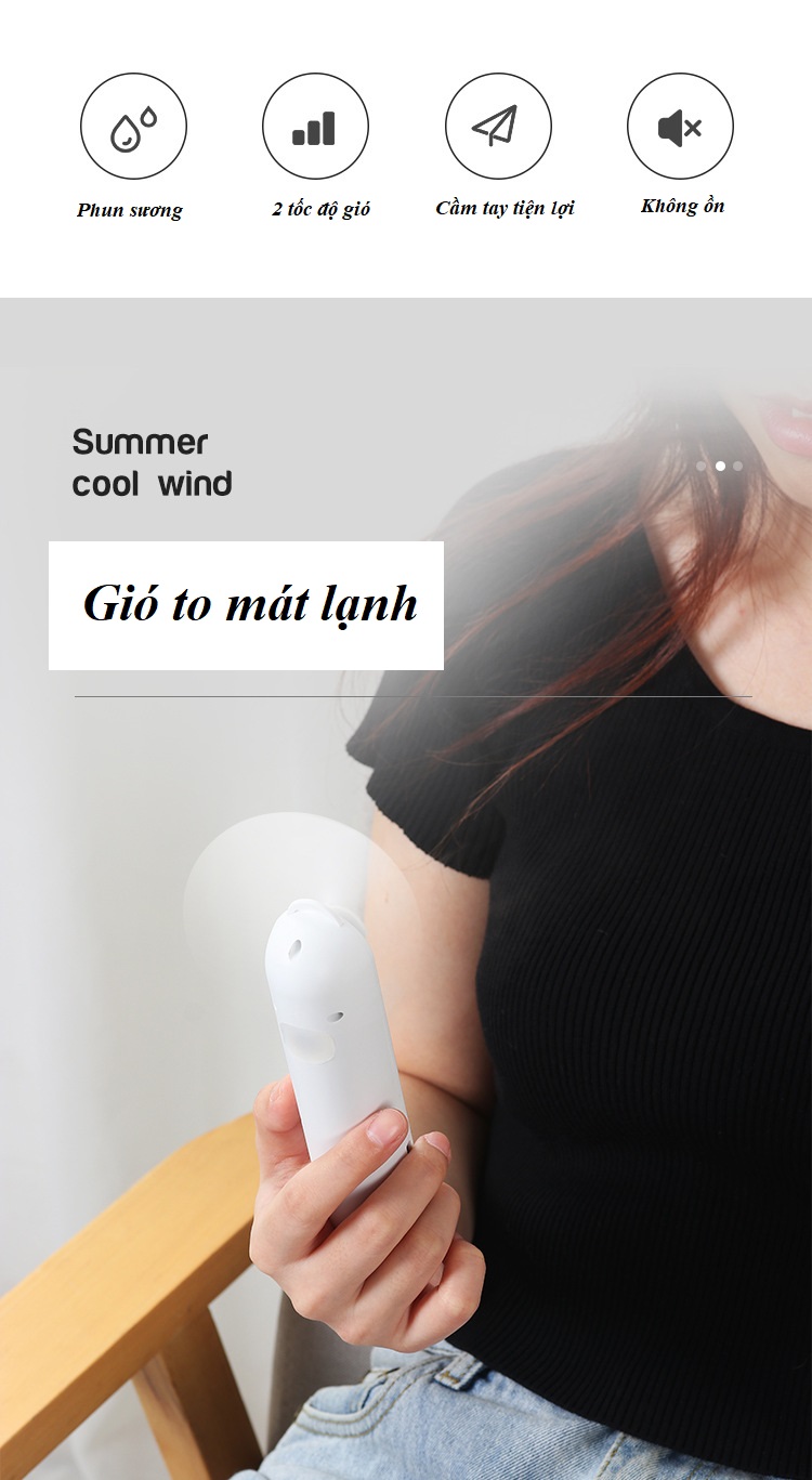 Quạt phun sương mini cầm tay tích hơp pin sạc- Hàng siêu hot cho mùa hè nóng bức