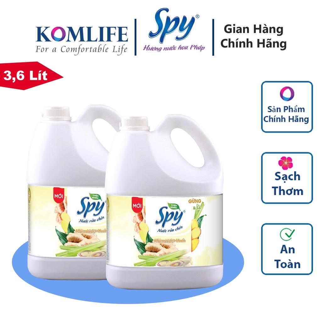 Nước rửa chén bát SPY thiên nhiên 3600 ml hương Quế, hương Gừng Sả thơm dịu nhẹ