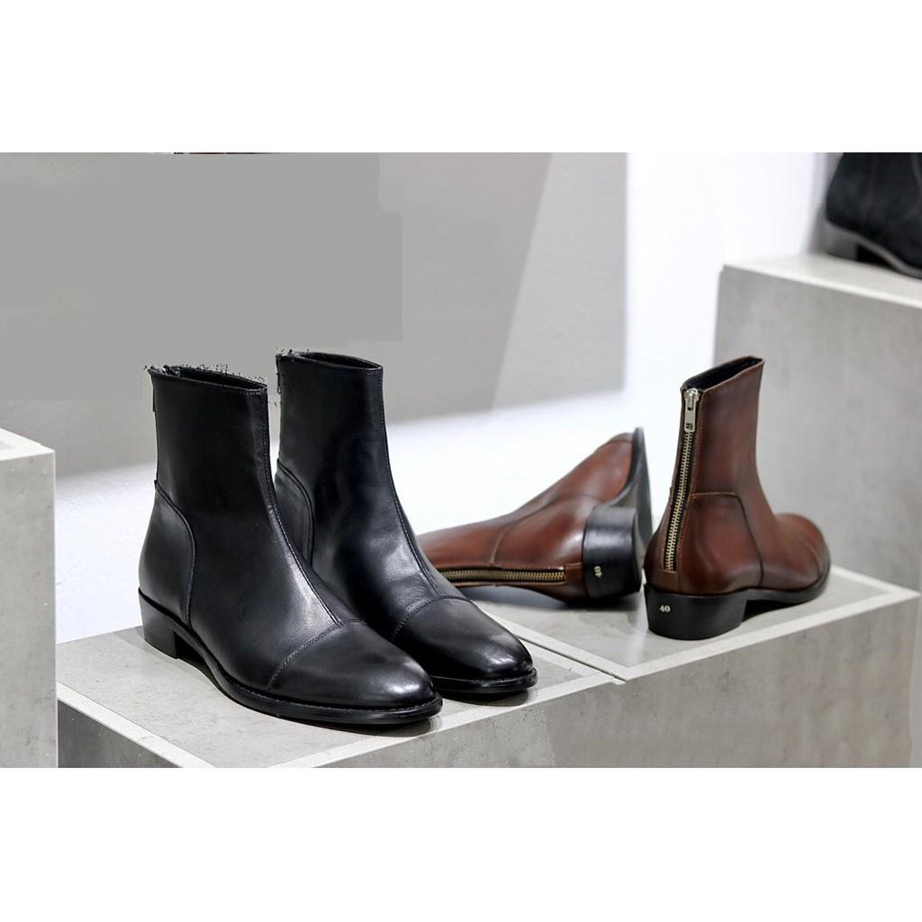 Back Zip boots cao cấp, zip sau gót, chelsea boots da bò