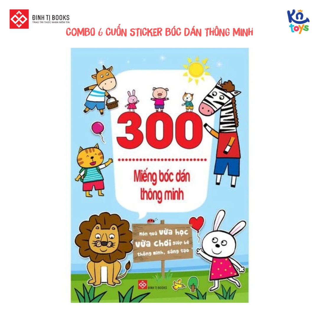 Sách Sticker Bóc Dán - Combo 6 Cuốn 300 Miếng Bóc Dán Thông Minh Có bìa áo - Đinh Tị ( cho bé từ 3 tuổi )