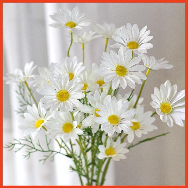 Hoa cúc họa mi giả bằng lụa màu trắng