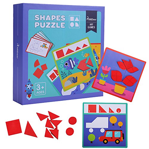 Mideer Shapes Puzzle  - Xếp hình gỗ 34 Miếng có thẻ hướng dẫn kèm