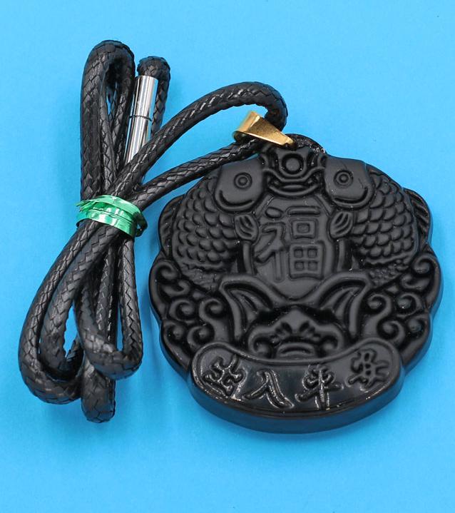 Dây chuyền mặt Song Ngư - thạch anh đen DESNEL1