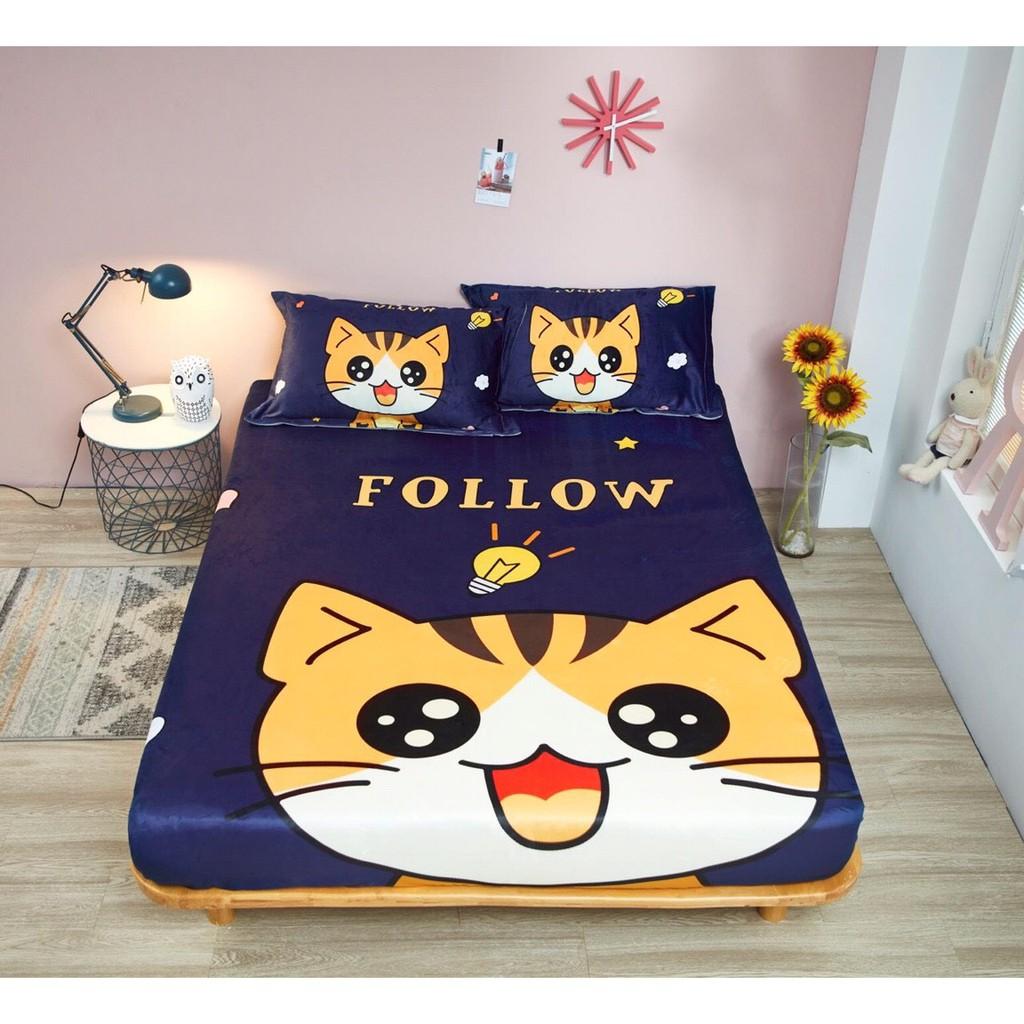 Bộ ga gối nỉ Hako cao cấp,gồm 1 ga 2 vỏ gối nằm,mẫu cá sấu