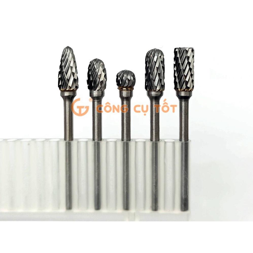 Bộ 10 đầu doa trạm khắc gỗ vonfram cỡ 4/5/6mm trục cốt 3ly