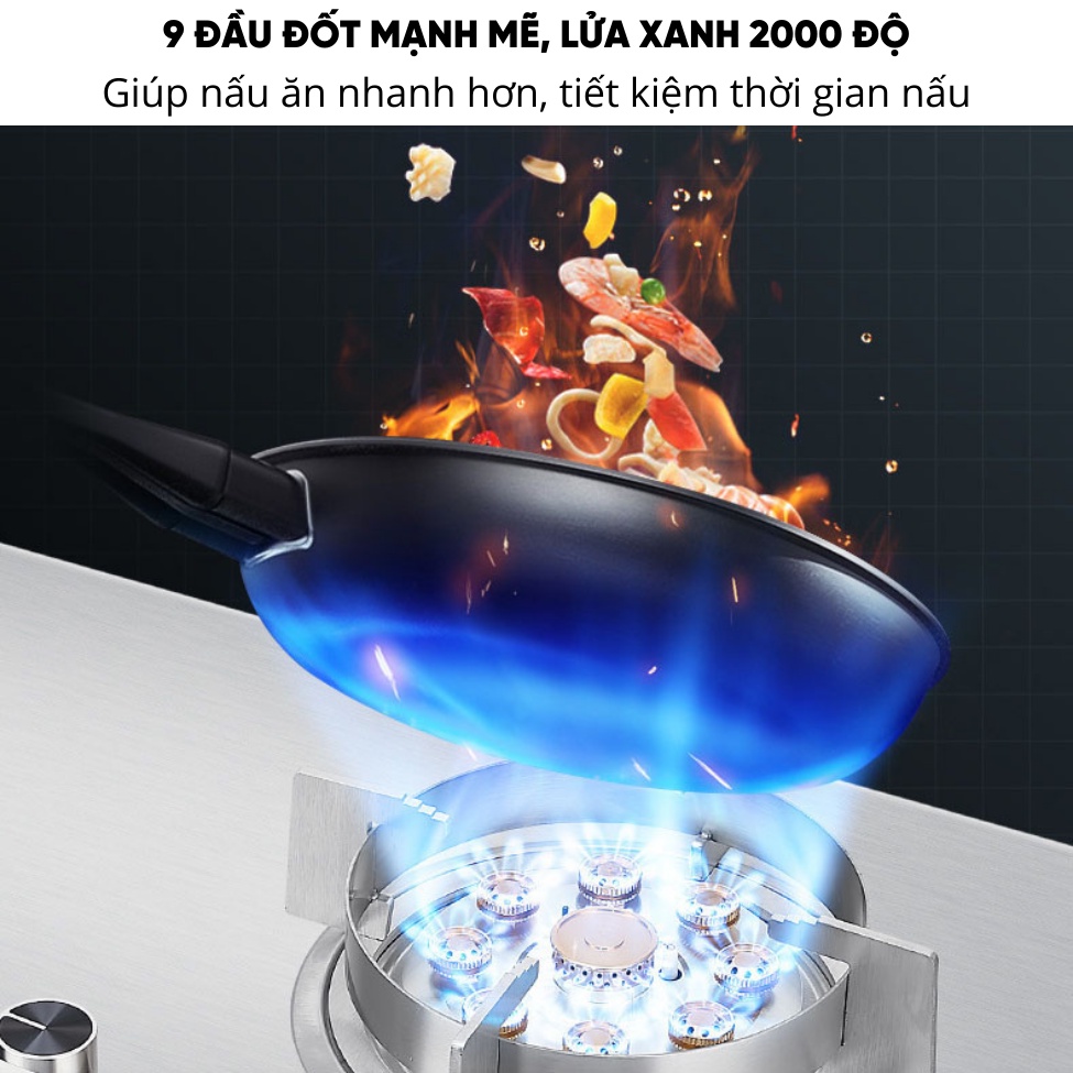 Bếp Gas Đôi Cao Cấp GZ499 Tích Hợp 9 Đầu Đốt Lửa To - Bếp Ga Đôi Hẹn Giờ Thông Minh Phù Hợp Lắp Âm Và Dương