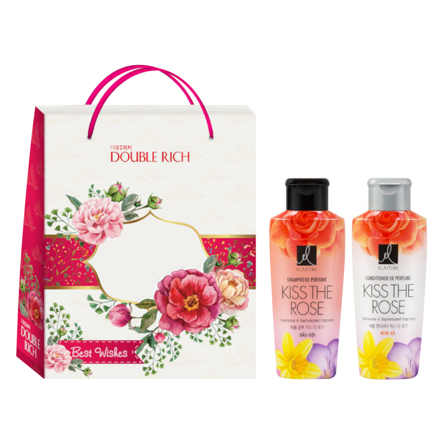 Combo Hộp Quà Dầu Gội Elastine Kiss The Rose (170ml) + Kem Xả Elastine Kiss The Rose (170ml)