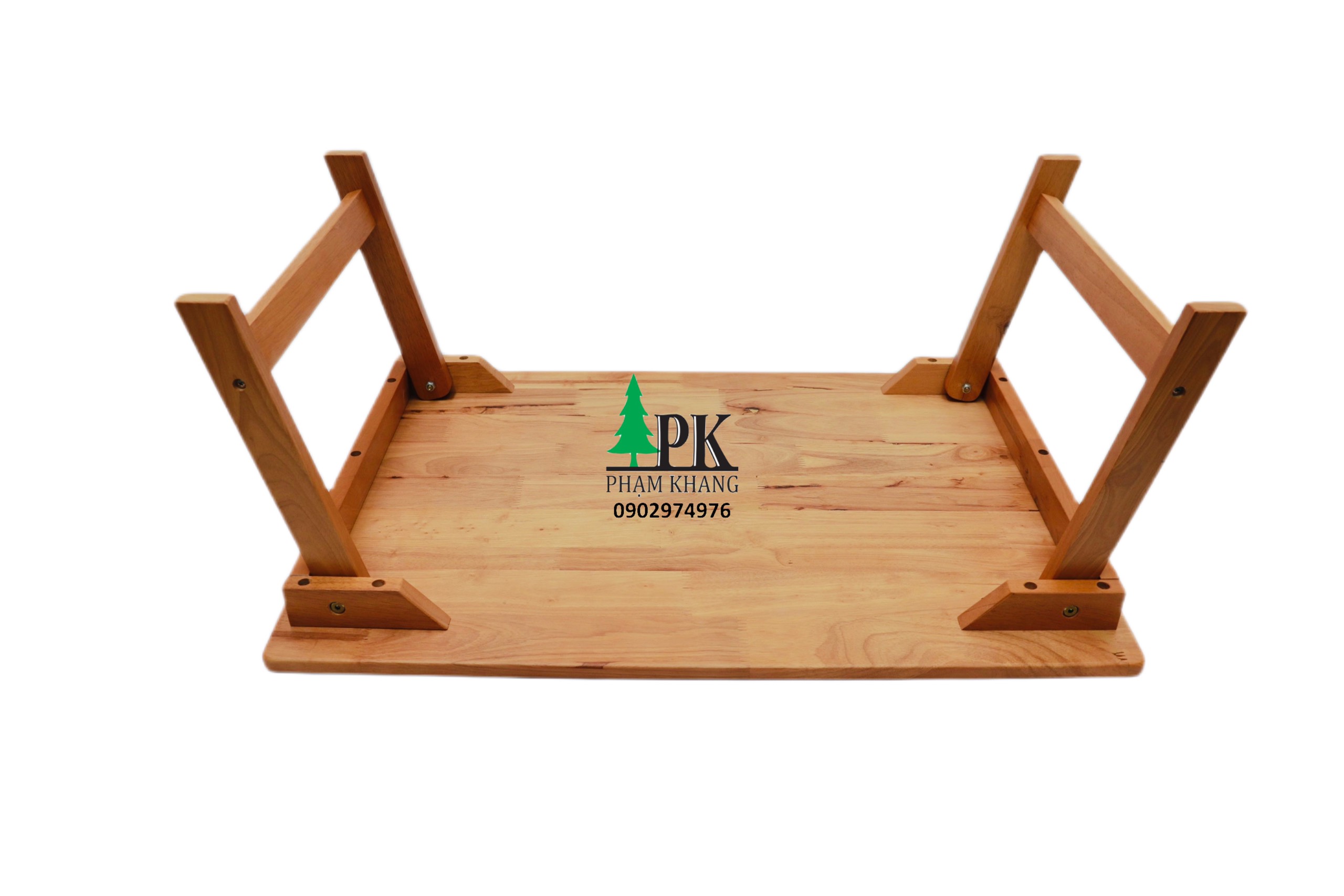 Bàn gỗ xếp chân thang Phạm Khang - Gỗ cao su tự nhiên màu Gỗ Tự Nhiên/ Vàng Cherry - Kích thước 50 x 70 cm