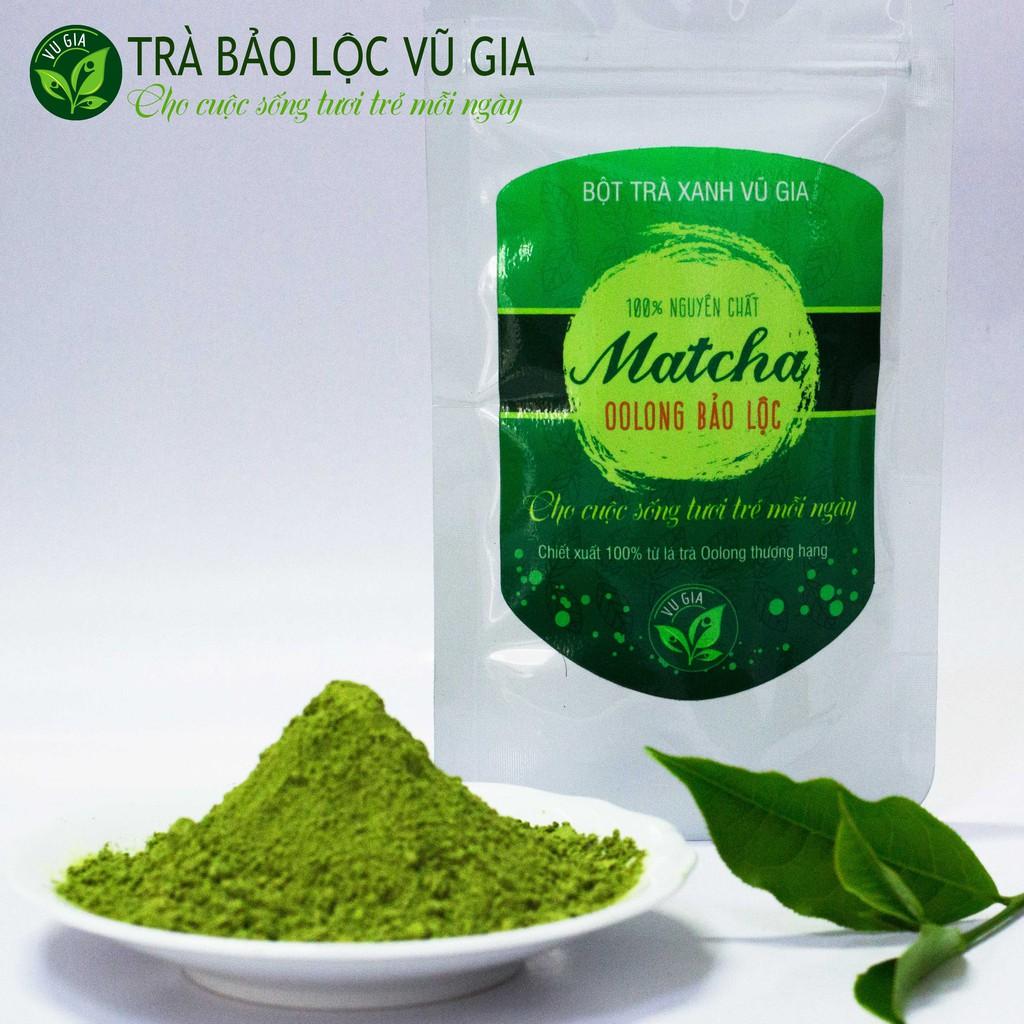 Bột Trà Xanh + Bột Cám Gạo Nguyên Chất Vũ Gia (100g/ hũ) + Tặng 5 mặt nạ giấy tiện lợi