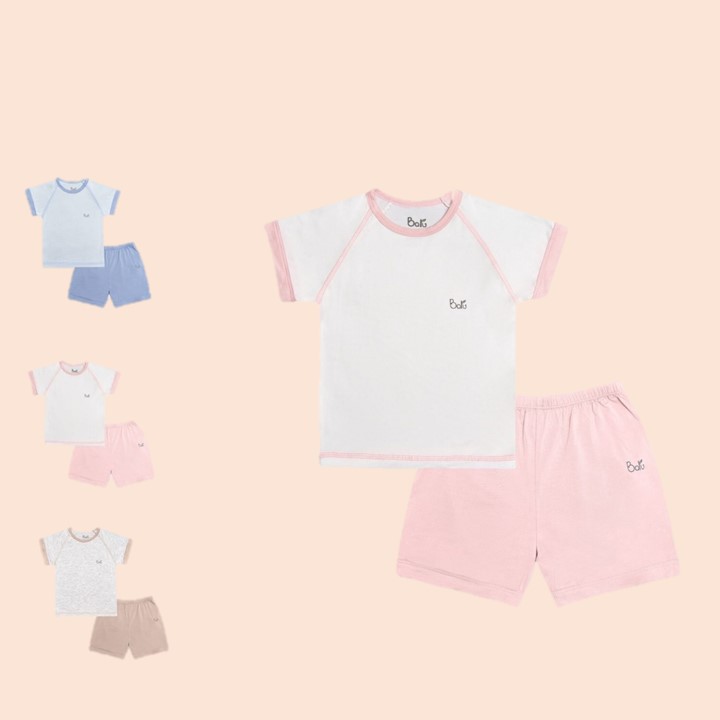 Bộ cộc tay cổ tròn mùa hè  BARU cho bé,chất cotton siêu đẹp hàng xuất dư quần áo trẻ em ( 9M -4Y )