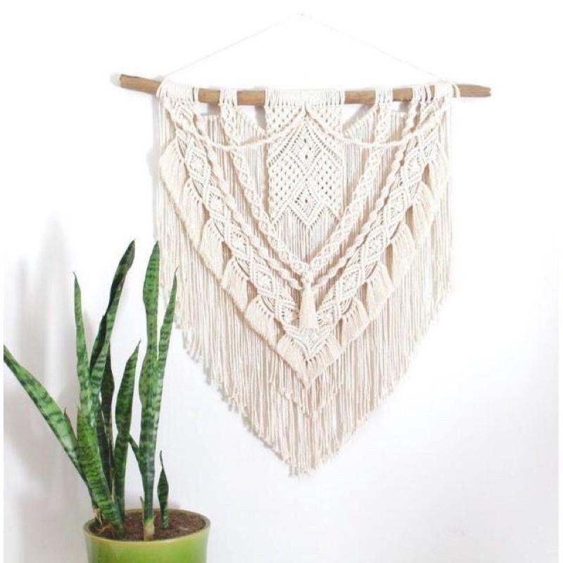 Mành treo trang trí Macrame Phong cách Boho trắng kem - MN12