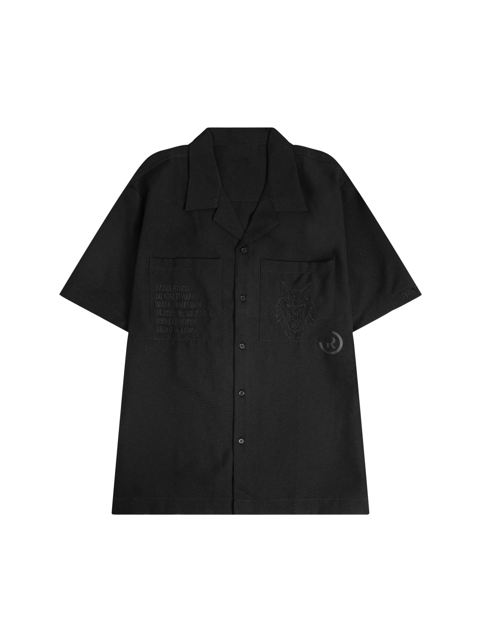 Áo sơ mi nam nữ tay lỡ , oversize chất vải kate lụa , logo thêu Hades form rộng unisex - Gin store