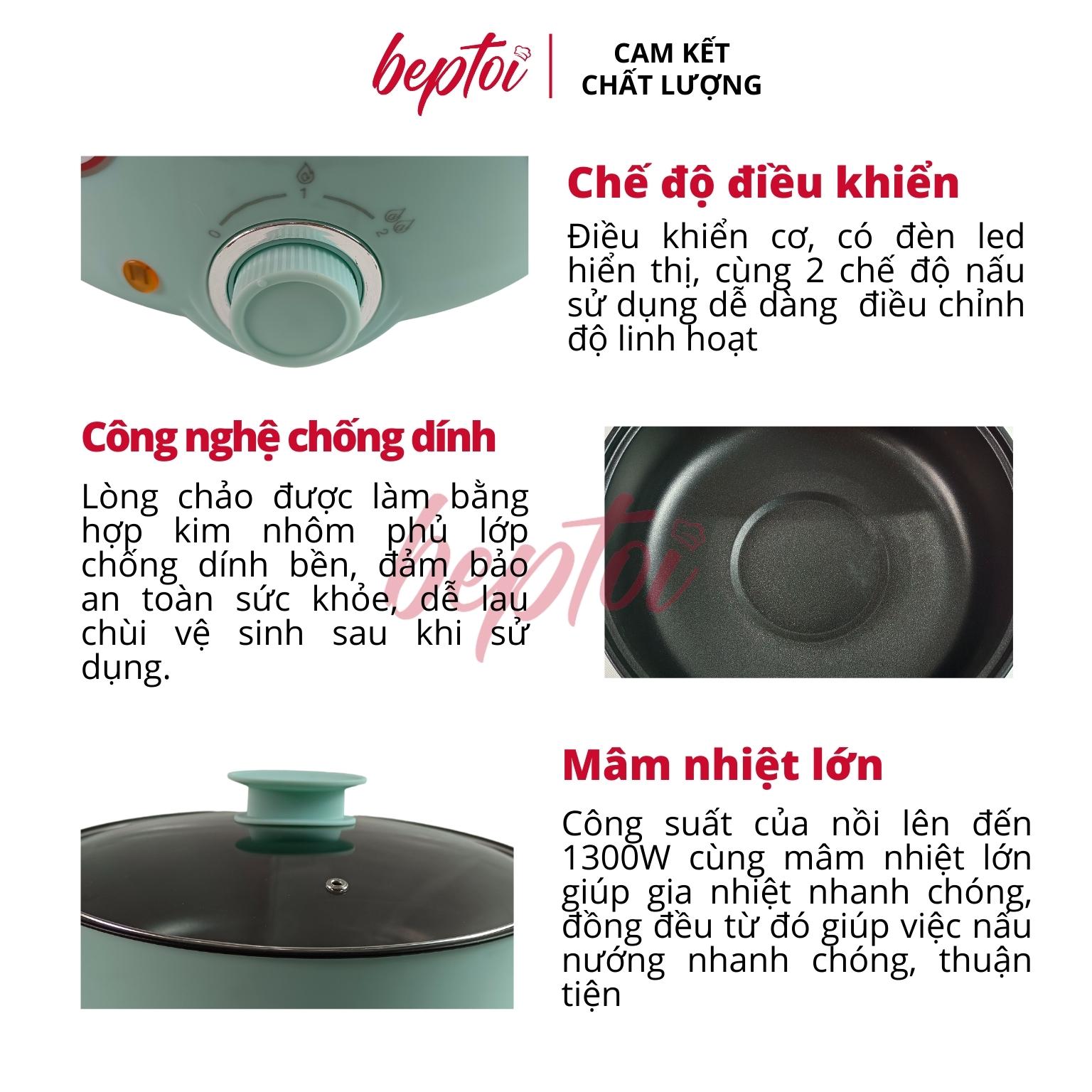 Nồi lẩu điện đa năng Ladomax, bếp lẩu điện mini dung tích 4 Lít công suất 1300W HA-237 - Hàng Chính Hãng