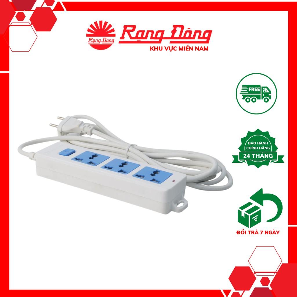 Ổ cắm kéo dài 2200W - 10A ~250V Rạng Đông, 3 ổ, dây 3m