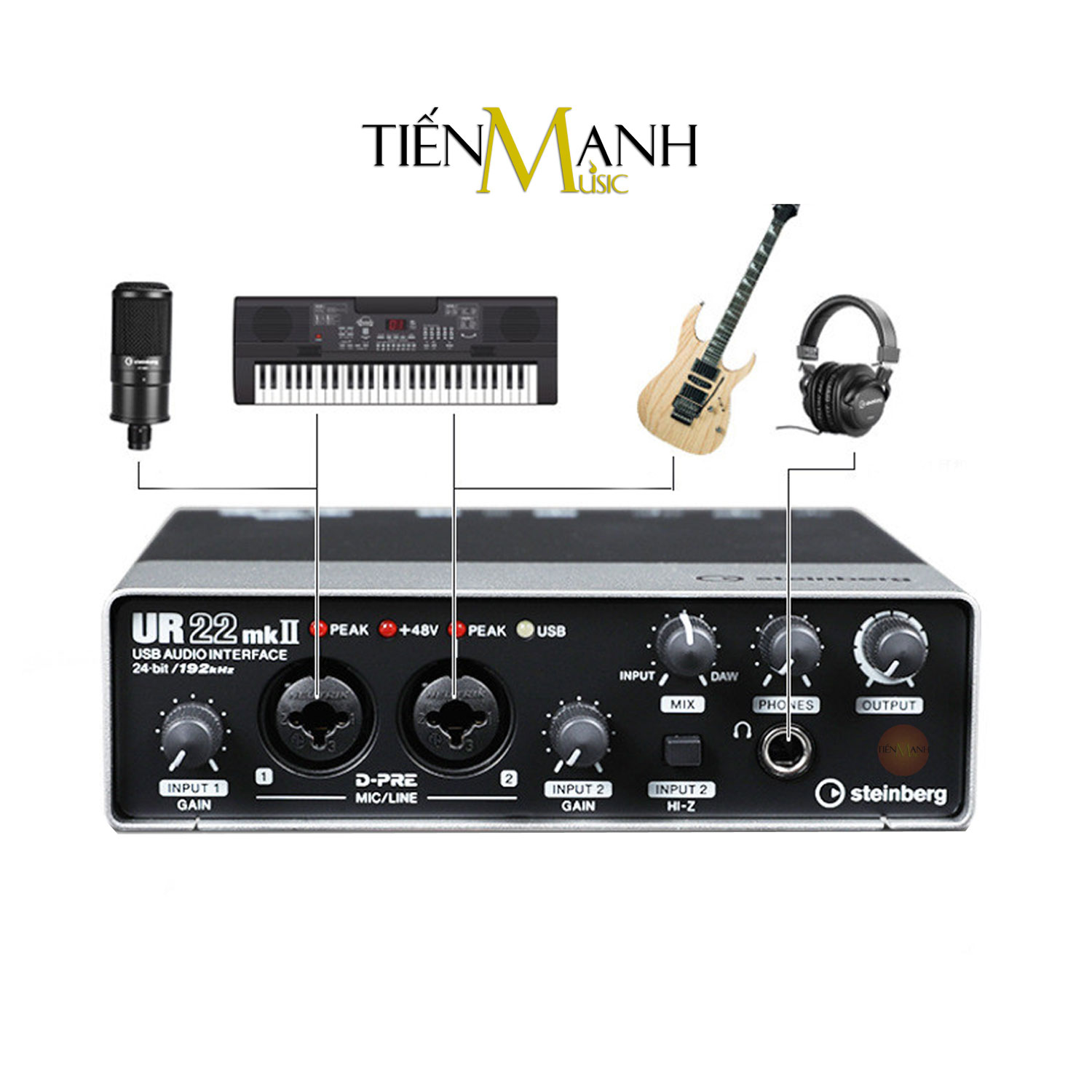 Soundcard Steinberg UR22 MK2 - Sound Card Bộ Thu Âm Thanh và Livestream MK-II  Audio Interface MKII Hàng Chính Hãng - Kèm Móng Gẩy DreamMaker