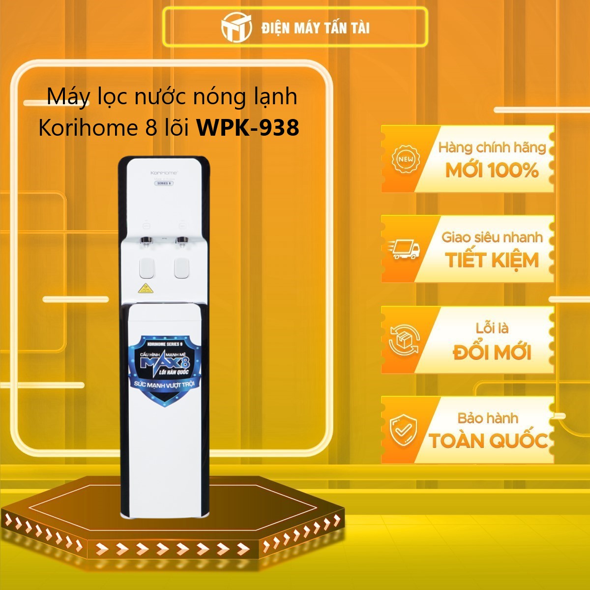 MÁY LỌC NƯỚC RO NÓNG LẠNH KORIHOME WPK-938 - Hàng chính hãng