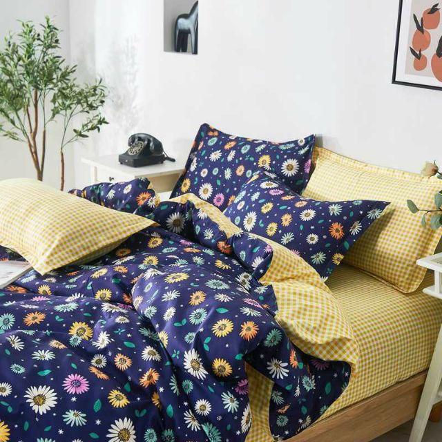 Bộ Chăn Ga Gối Hoa 7 Mầu Cotton Poly