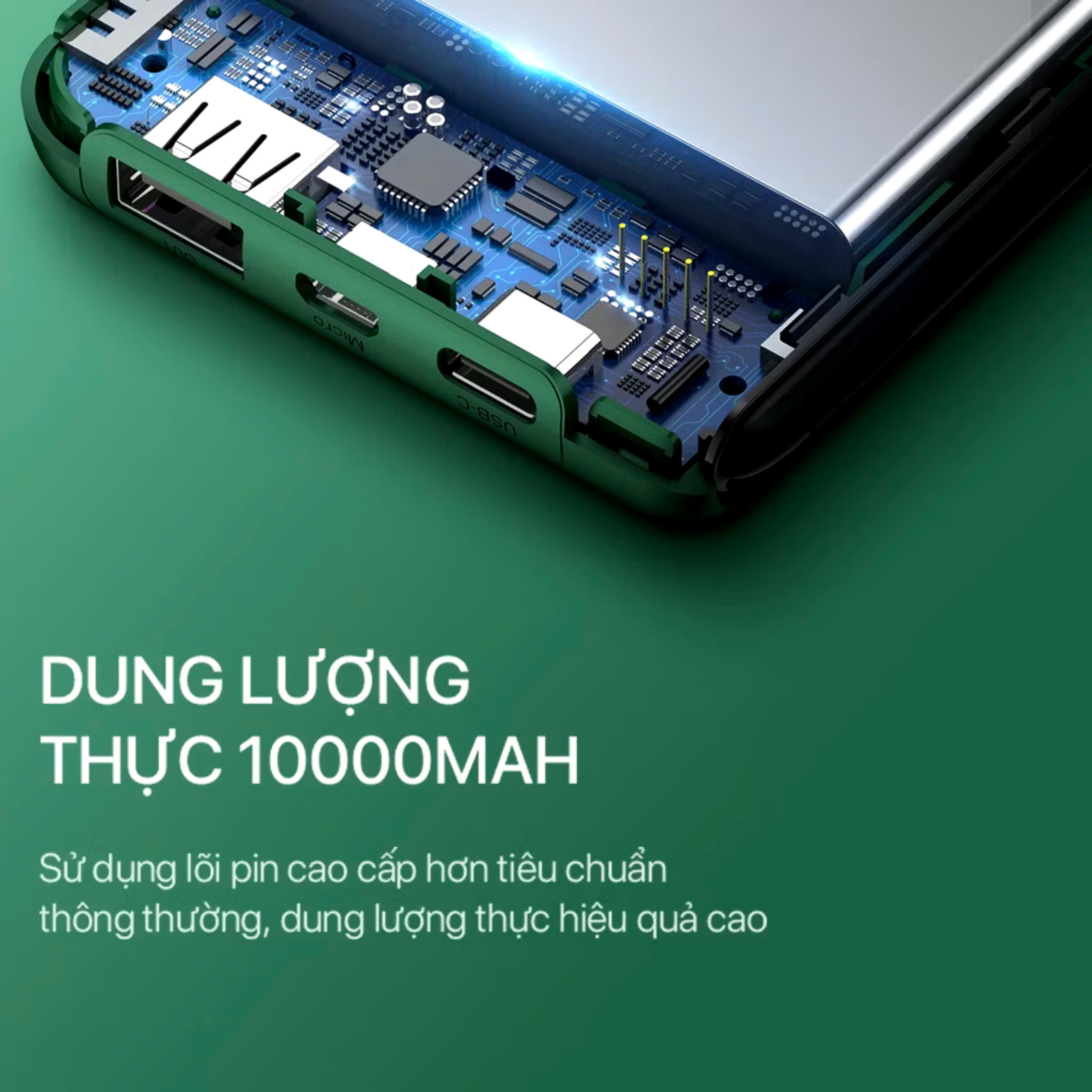 Pin Sạc Dự Phòng 10000mAh ROBOT RT180 RT12 Có 2 Cổng Sạc Ra USB &amp; 2 Cổng Sạc Vào Micro/Type-C, hàng nhập khẩu