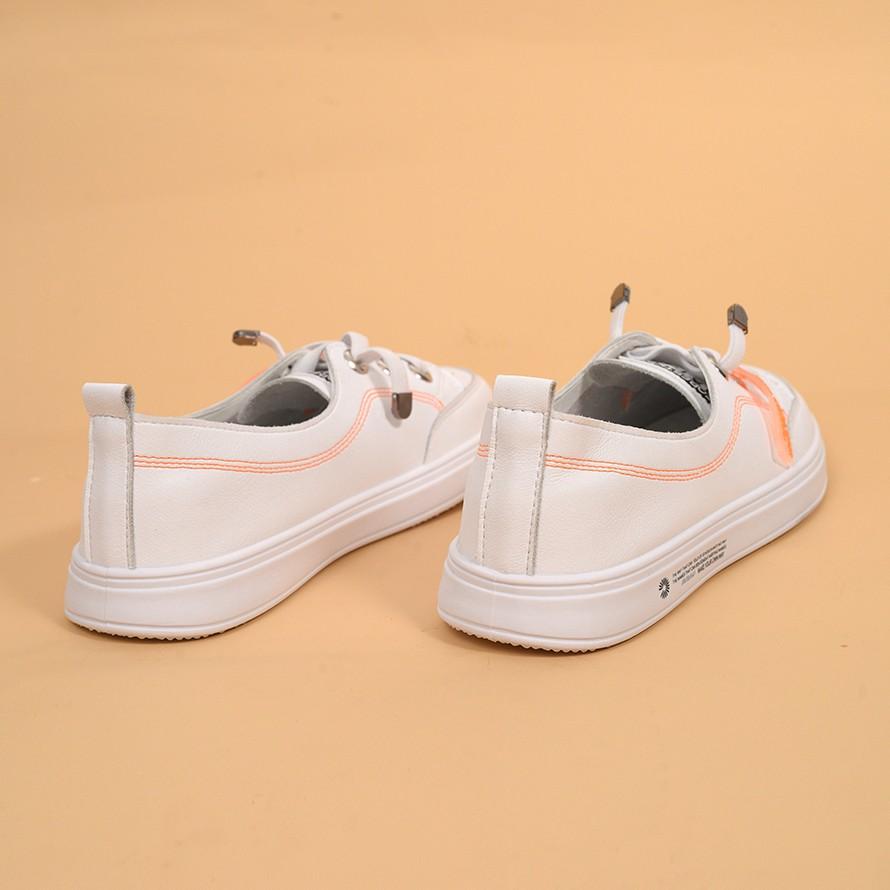 Giày Sneakers Nữ VM Đế Cao Chất Da Đẹp TT.P14104.2F Hot Trend , Mới Nhất 2021 (trắng cam)