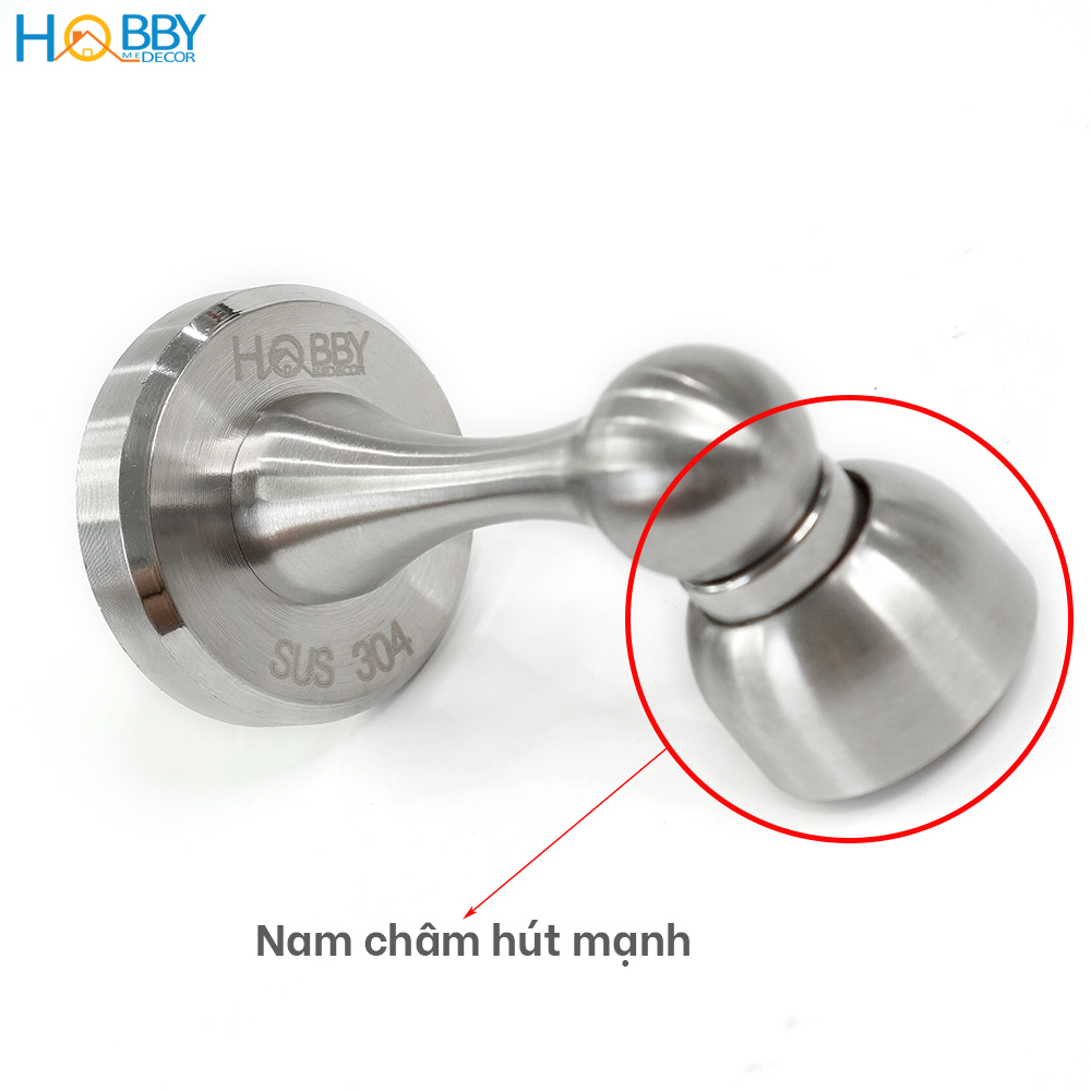 Bộ chặn cửa nam châm hít mạnh khoan tường chống va đập tường Hobby Home Decor CC8 inox 304 không rỉ sét