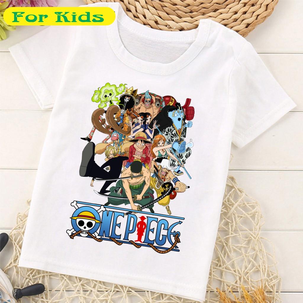Áo thun One Piece Vua Hải Tặc Luffy Zoro Sabo Ace Anime Cho Bé Trai Bé Gái Có Size Từ 10kg