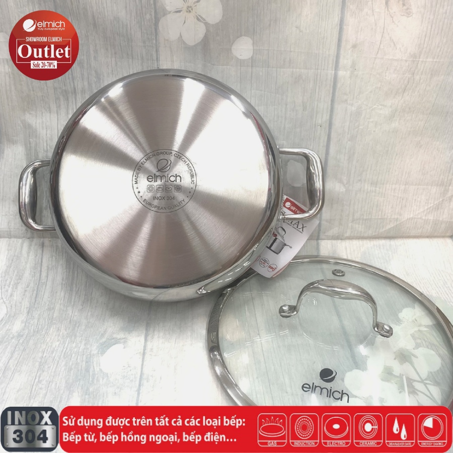 Chảo Xào Inox 304 3 lớp Đáy Liền ELMICH TrimaxXS EL3847 26cm